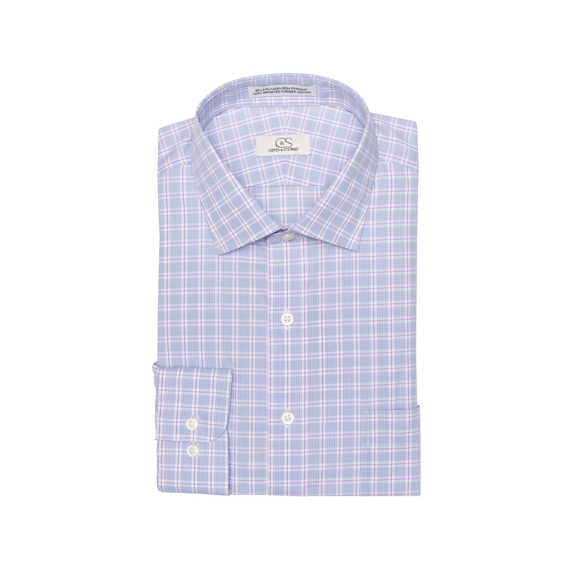 066 SC - Multi Track Plaid Spread Collar Cooper and Stewart 