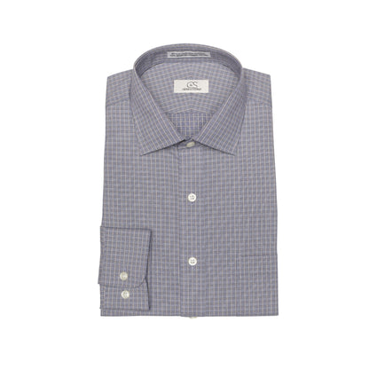 067 SC - Blue Royal Neat Check Spread Collar Cooper and Stewart 