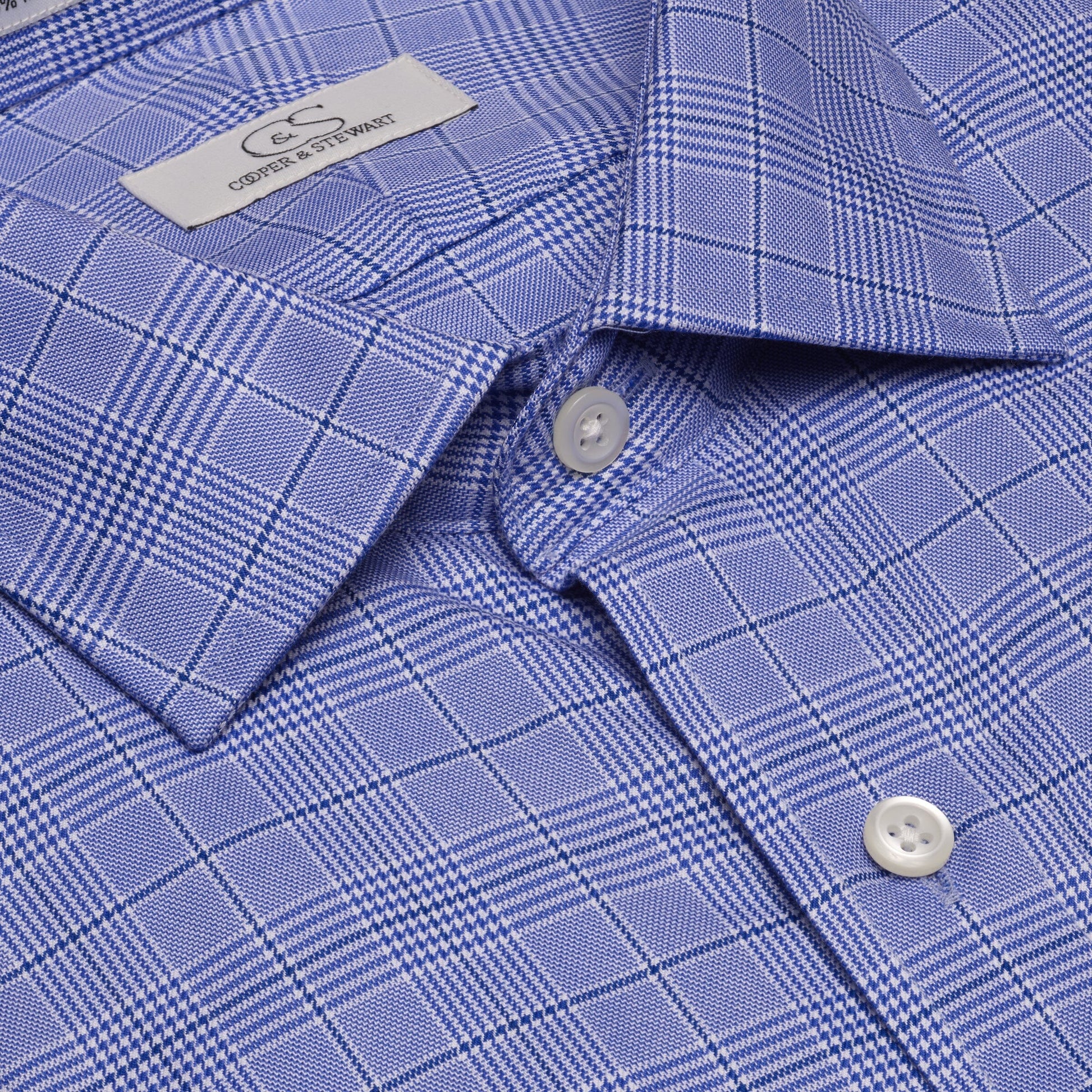 069 TF SC - Blue Royal Glen Plaid Tailored Fit Spread Collar Cooper and Stewart 