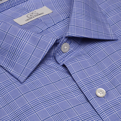 069 TF SC - Blue Royal Glen Plaid Tailored Fit Spread Collar Cooper and Stewart 
