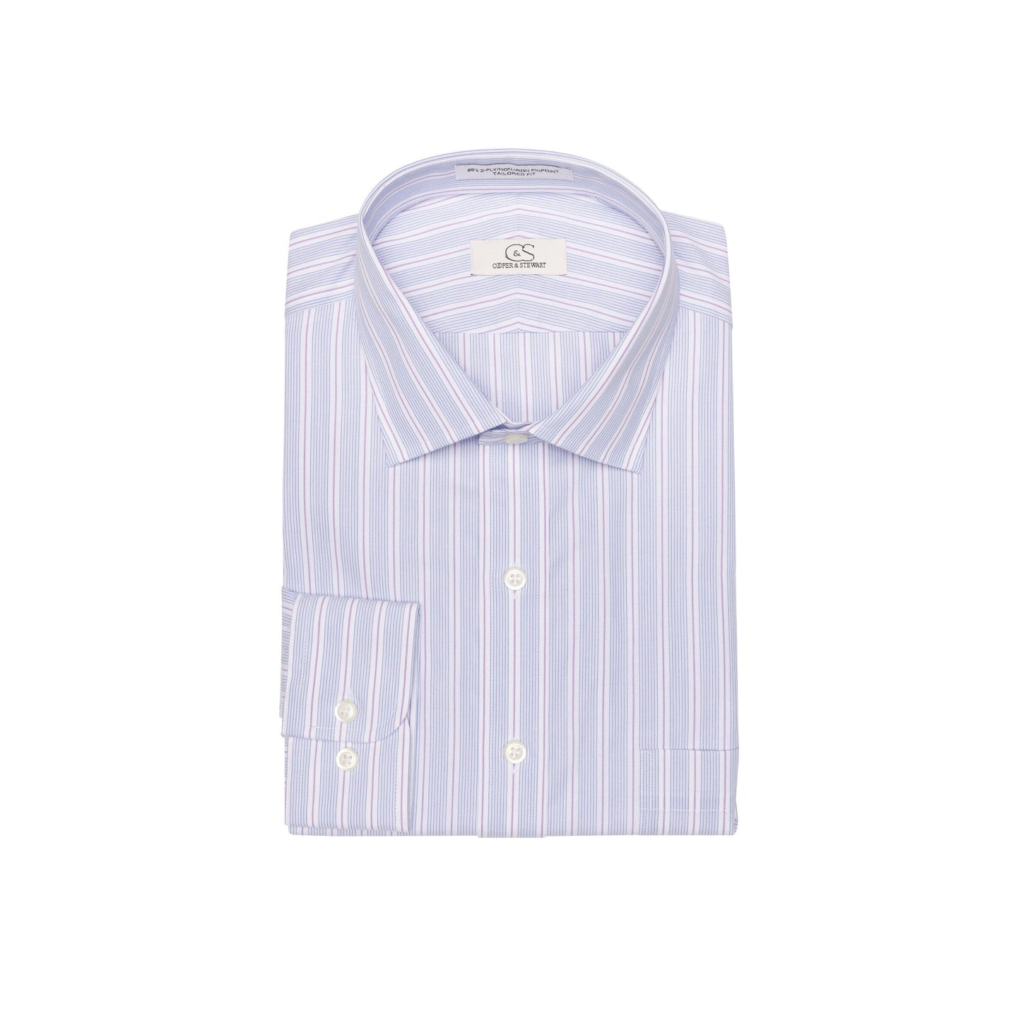 070 SC - Multi Track Stripe Spread Collar Cooper and Stewart 