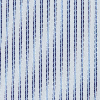 071 BD - White Ground Blue Stripe Button Down Collar Cooper and Stewart 