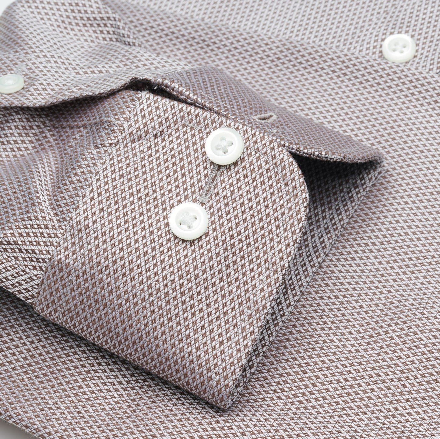 054 TF SC - Tan Diamond Dobby Tailored Fit Spread Collar Dress Shirt Cooper and Stewart 
