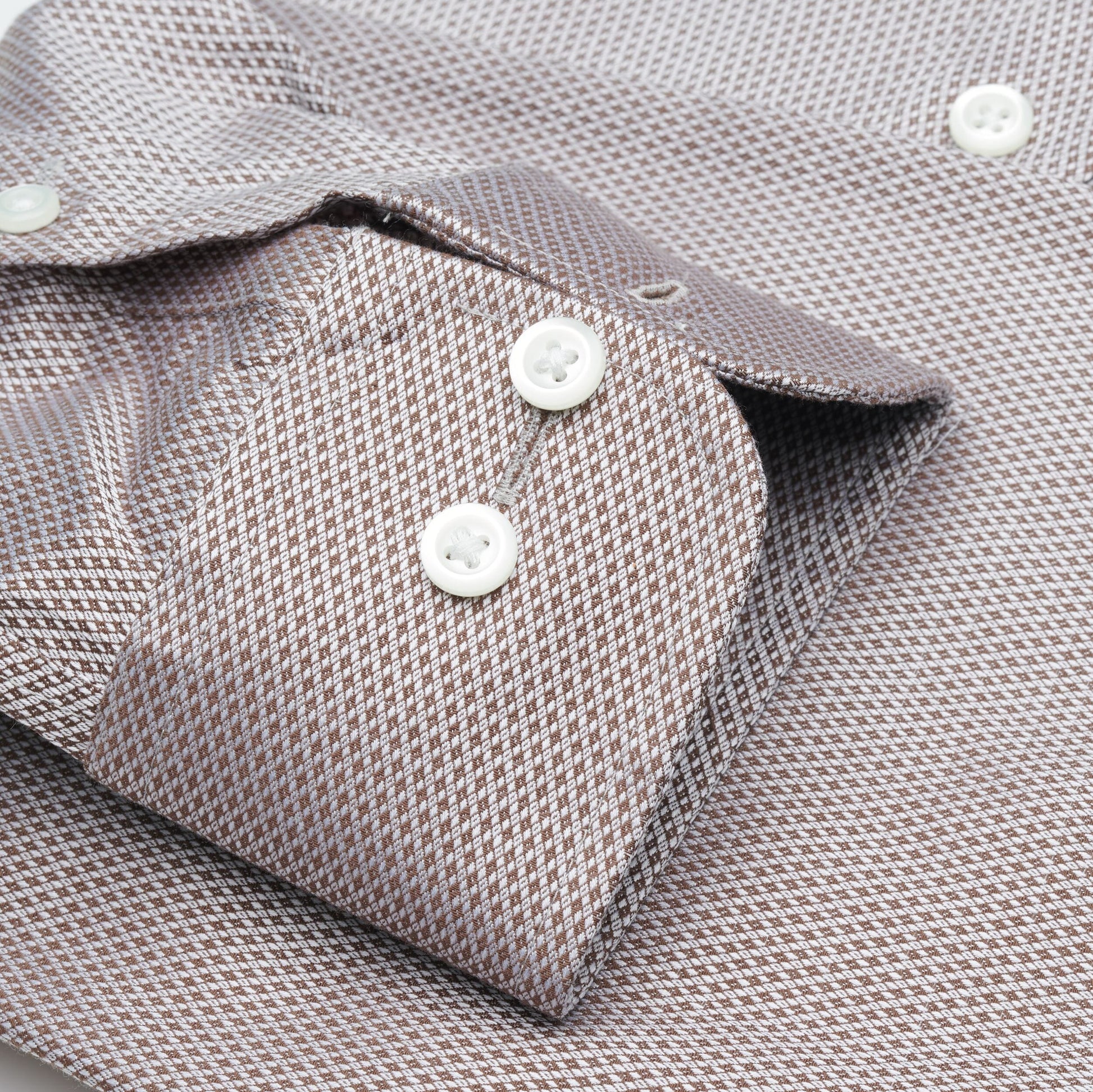 054 TF SC - Tan Diamond Dobby Tailored Fit Spread Collar Dress Shirt Cooper and Stewart 