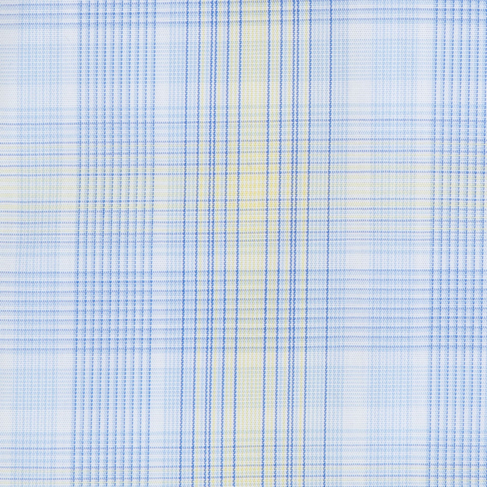 128 TF BD - Blue Exploded Plaid w/Yellow Tailored Fit Button Down Collar (95/5) Dress Shirt Cooper and Stewart 