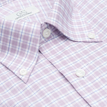 129 BD - Mauve & Blue Check Button Down Collar (95/5) Dress Shirt Cooper and Stewart 