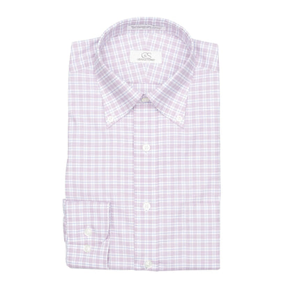 129 BD - Mauve & Blue Check Button Down Collar (95/5) Dress Shirt Cooper and Stewart 