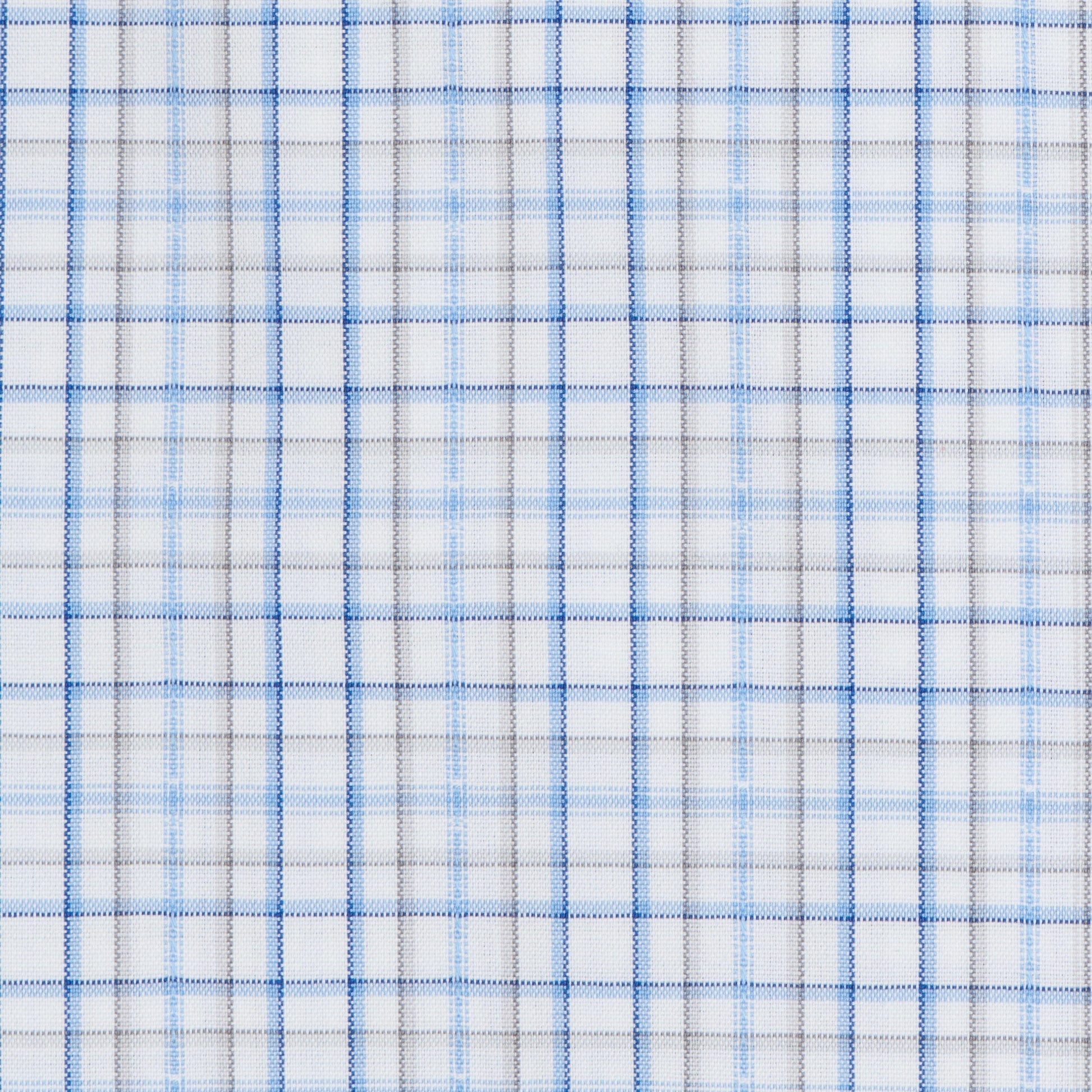 127 SC - White Ground Blue/Tan Plaid Spread Collar Dress Shirt Cooper and Stewart 