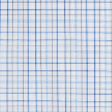 127 SC - White Ground Blue/Tan Plaid Spread Collar Dress Shirt Cooper and Stewart 