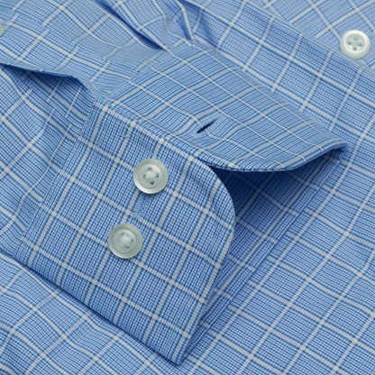 072 SC - Blue Overlay Check Spread Collar Cooper and Stewart 