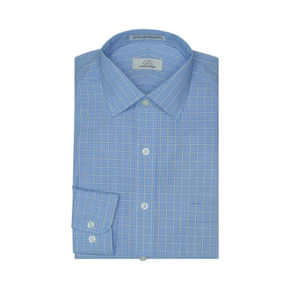 072 SC - Blue Overlay Check Spread Collar Cooper and Stewart 