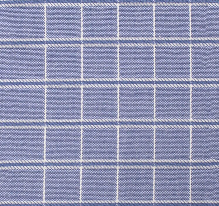 073 SC - Blue Satin Check Spread Collar Cooper and Stewart 