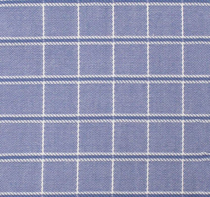 073 SC - Blue Satin Check Spread Collar Cooper and Stewart 