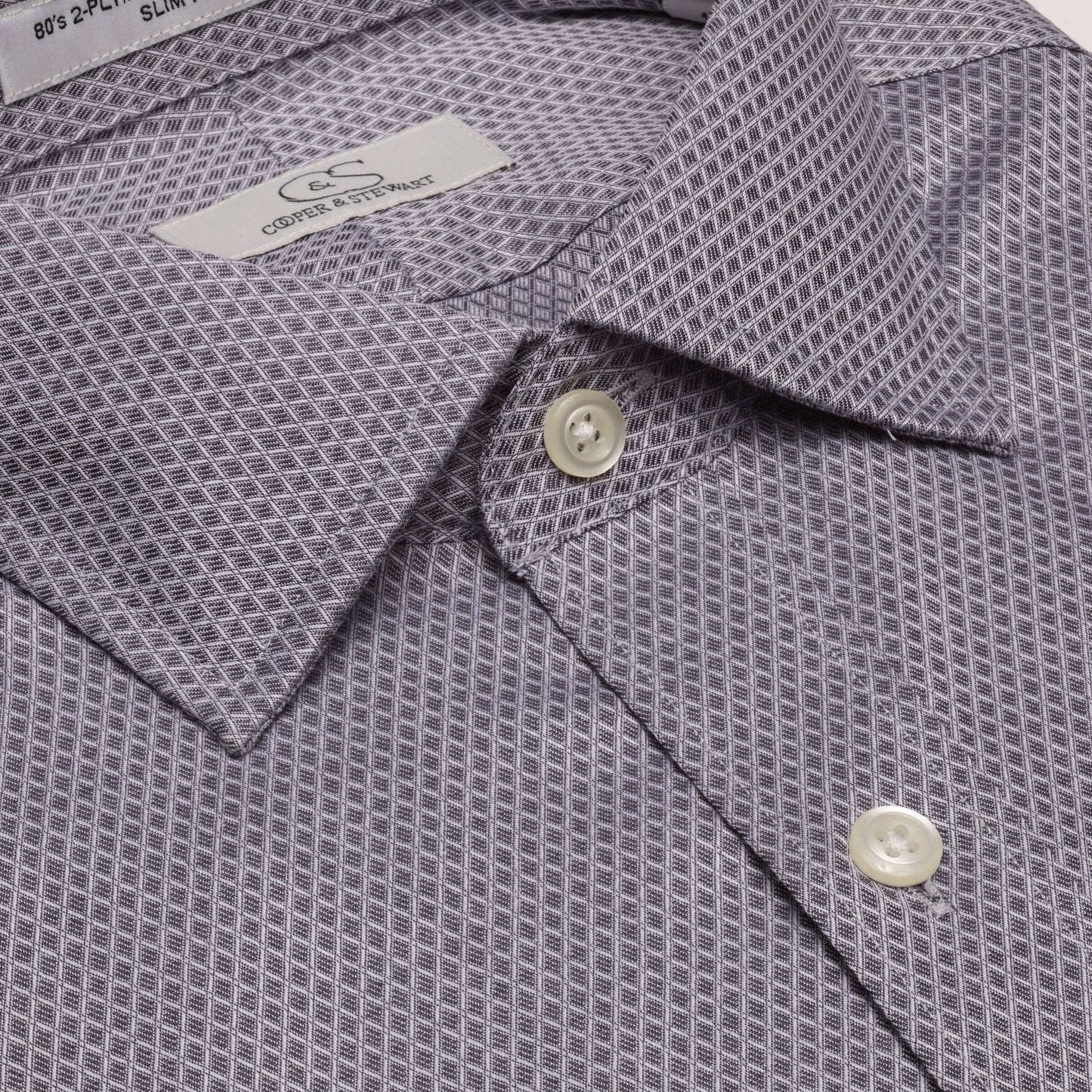 075 SF SC - Charcoal Diamond Dobby Slim Fit Spread Collar Cooper and Stewart 