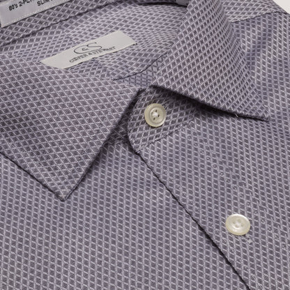 075 SF SC - Charcoal Diamond Dobby Slim Fit Spread Collar Cooper and Stewart 