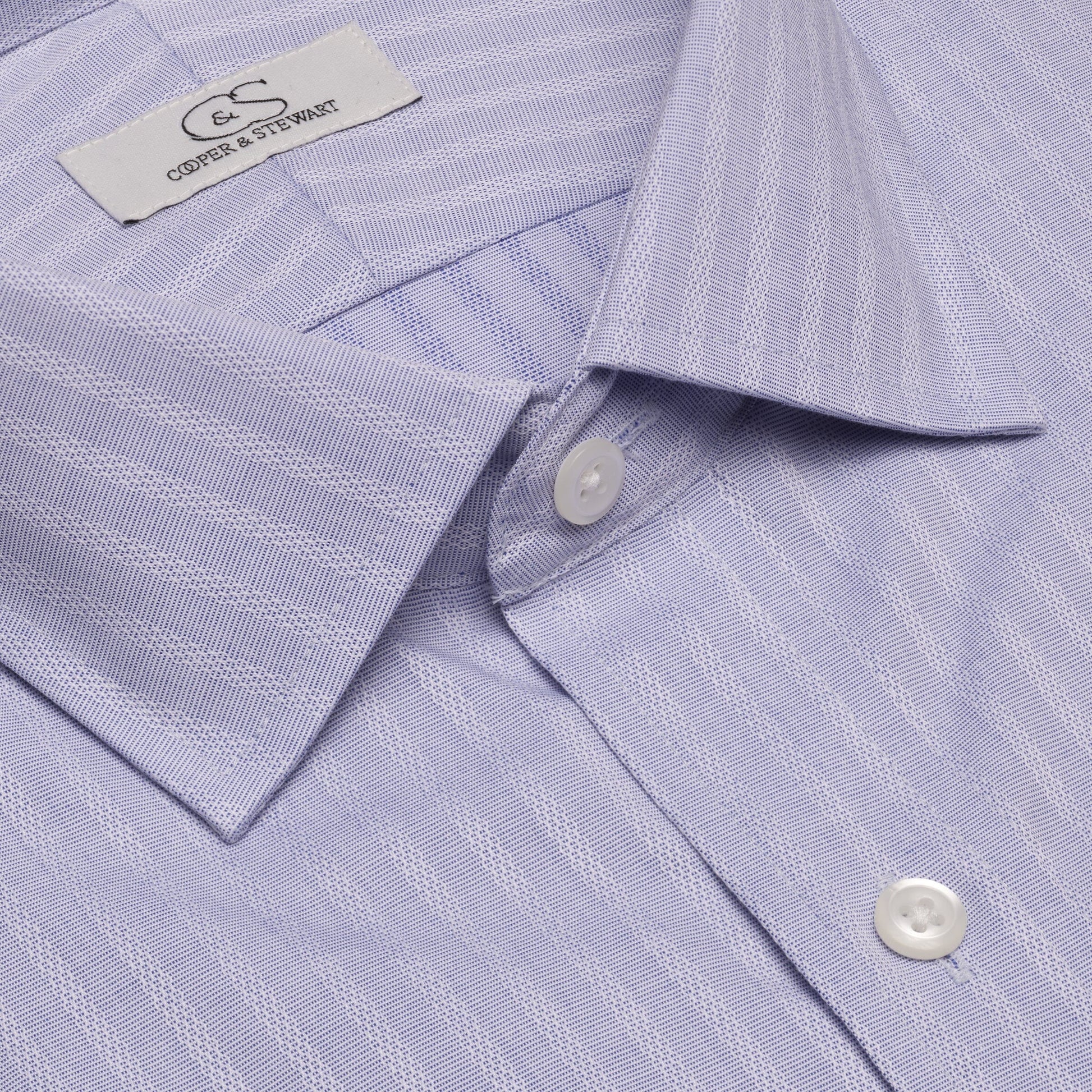 079 SC - Grey Text Dobby Stripe Spread Collar Cooper and Stewart 