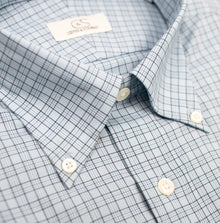 081 TF BD - Aqua Plaid Tailored Fit Button Down Collar Dress Shirt Cooper and Stewart 