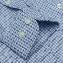 082 BD - White Ground Blue Plaid Button Down Collar Cooper and Stewart 