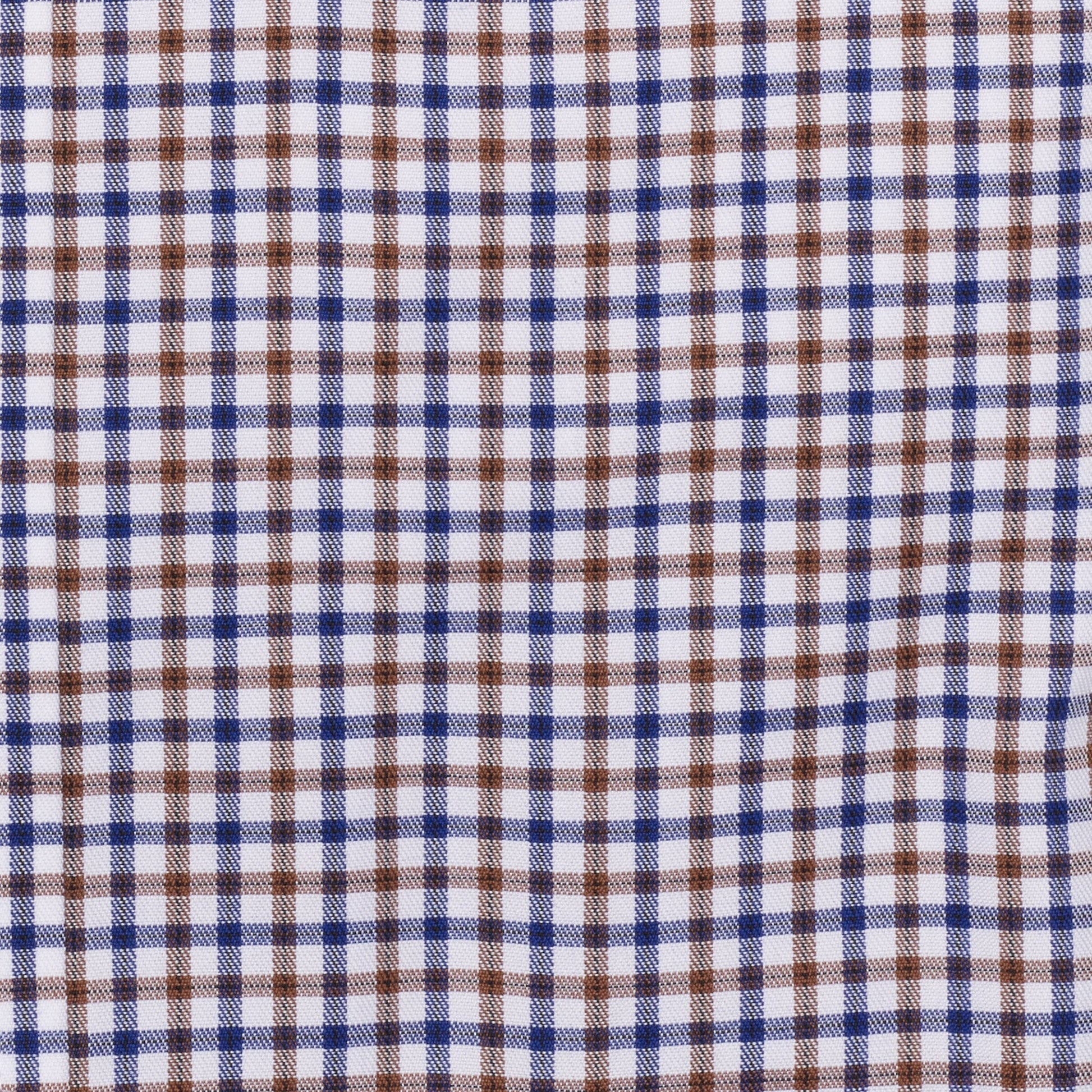 083 TF BD - Blue & Tan Check Tailored Fit Button Down Collar Cooper and Stewart 