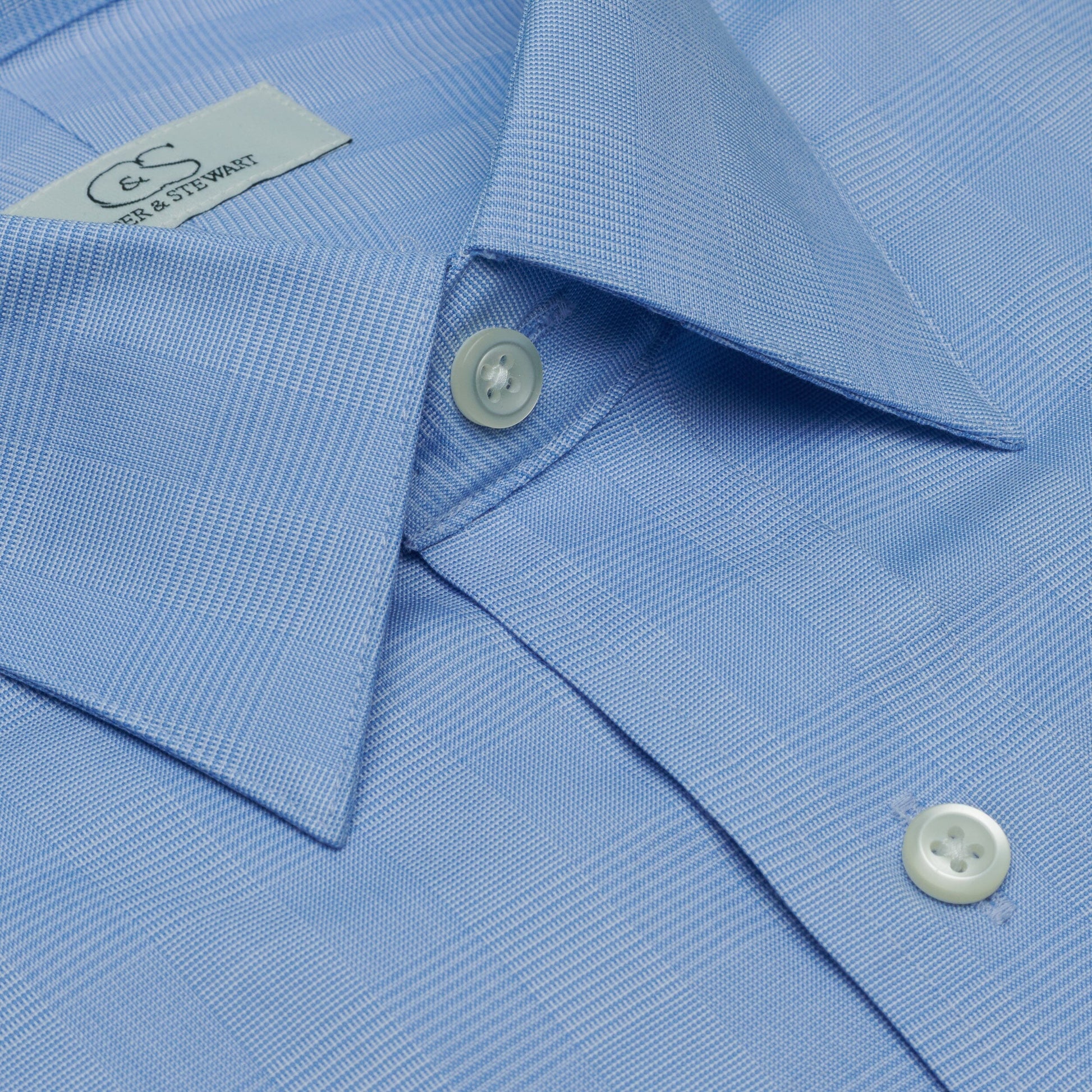 084 TF SC - Blue Glen Plaid Tailored Fit Spread Collar Cooper and Stewart 