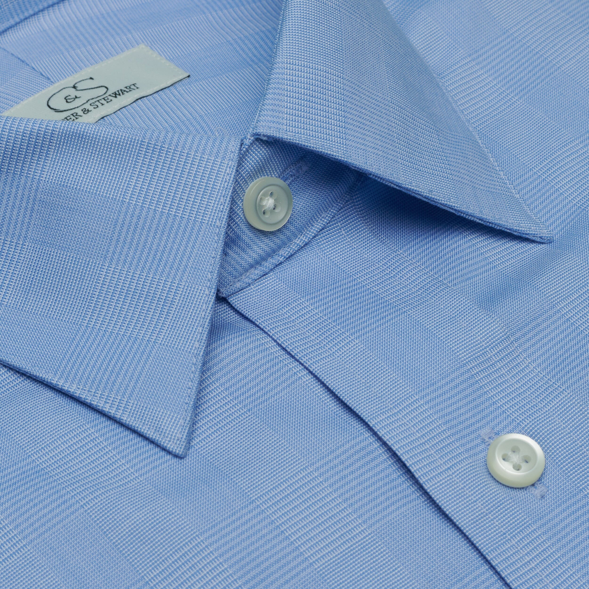 084 TF SC - Blue Glen Plaid Tailored Fit Spread Collar Cooper and Stewart 