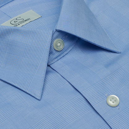 084 TF SC - Blue Glen Plaid Tailored Fit Spread Collar Cooper and Stewart 