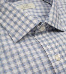 103 SC - White Ground w/Blue & Tan Check Cooper and Stewart 