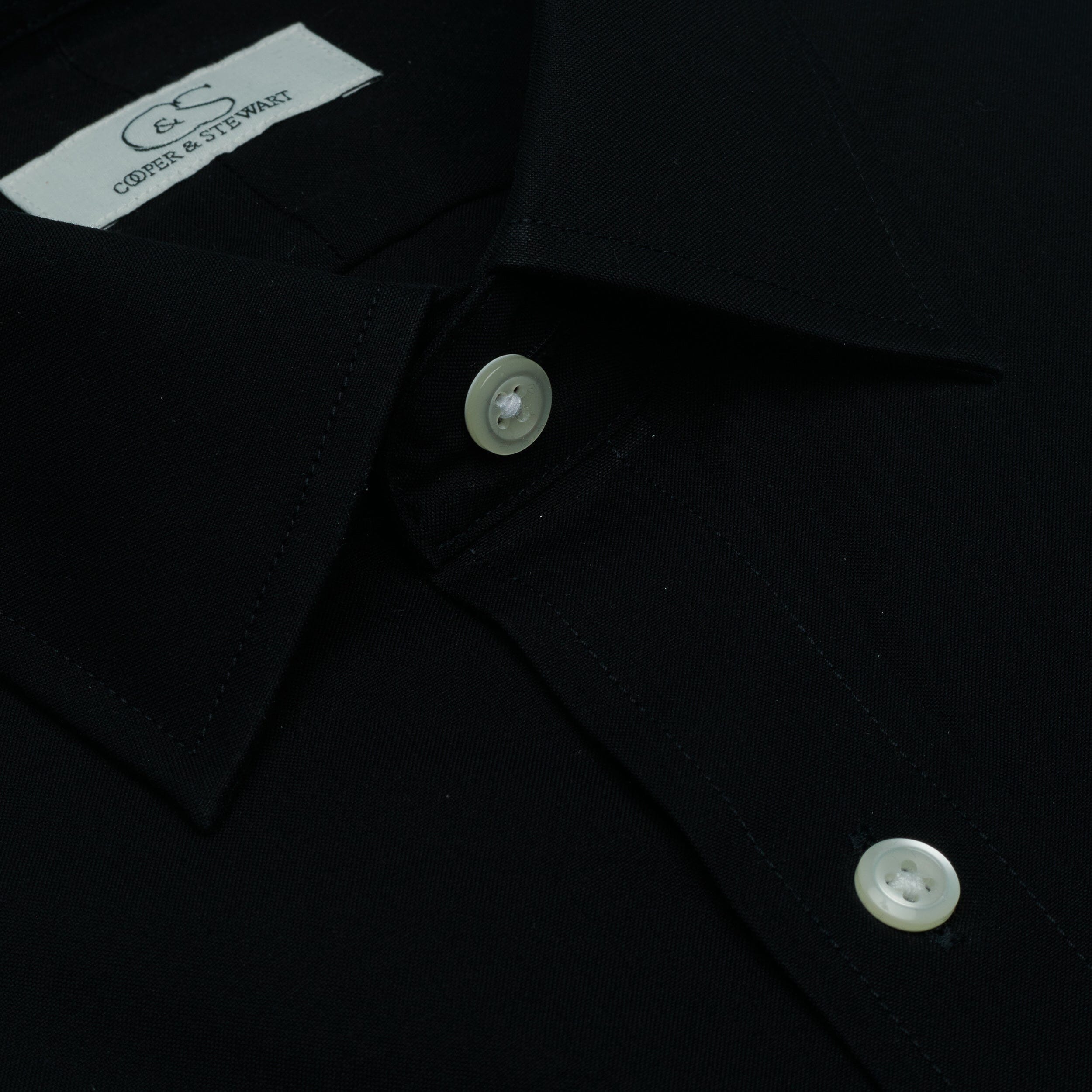 106 TF SC - Black w/White Buttons Tailored Fit Spread Collar Cooper and Stewart 