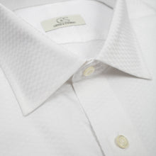 109 SC - White Tonal Tuxedo w/Pocket Spread Collar Cooper and Stewart 