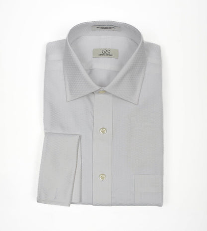 109 TF SC - White Tonal Tuxedo w/Pocket Tailored Fit Spread Collar Cooper and Stewart 