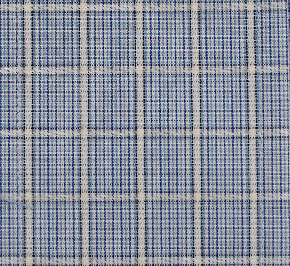 113 BD - Blue Overlay Check Button Down Collar Cooper and Stewart 