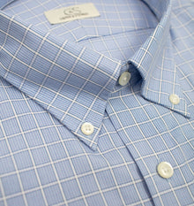 113 BD - Blue Overlay Check Button Down Collar Cooper and Stewart 