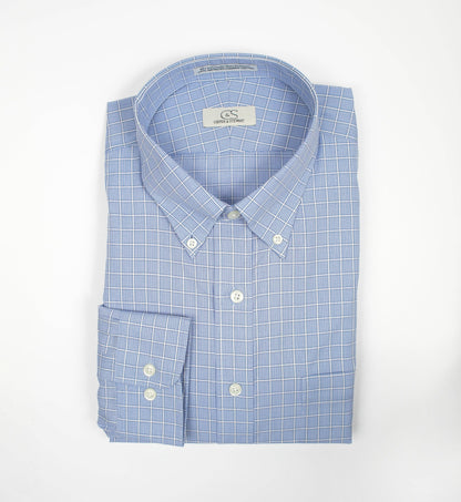 113 BD - Blue Overlay Check Button Down Collar Cooper and Stewart 