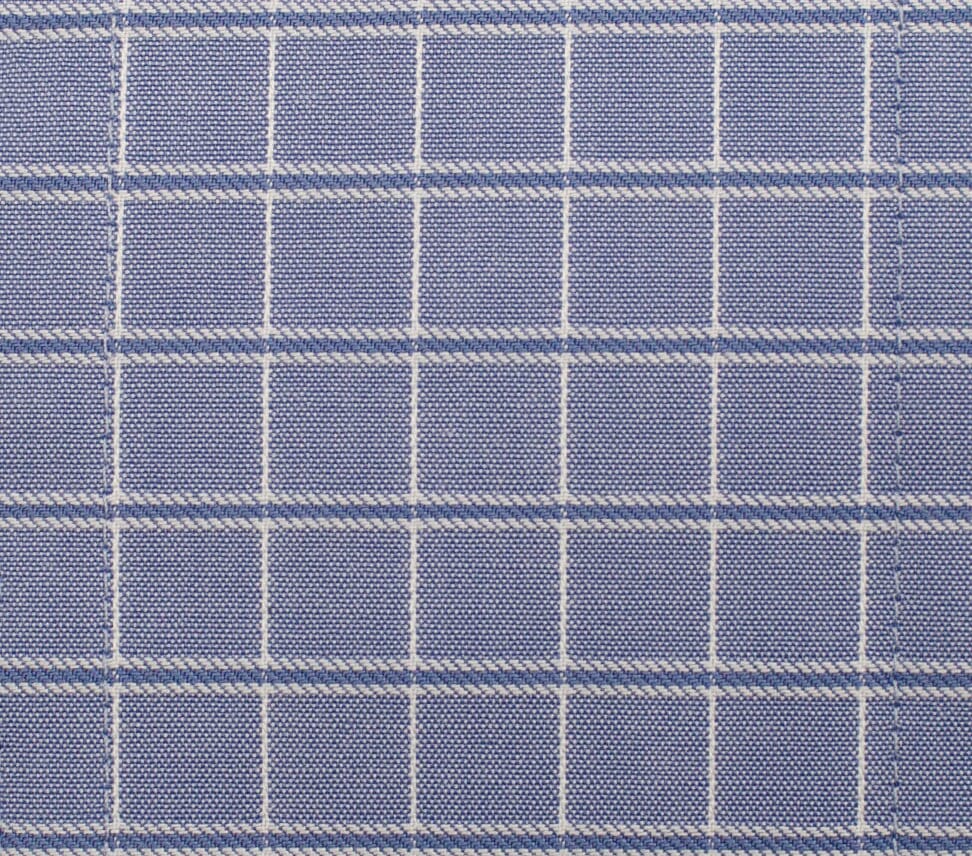 114 TF BD - Blue Satin Check Tailored Fit Button Down Collar Dress Shirt Cooper and Stewart 