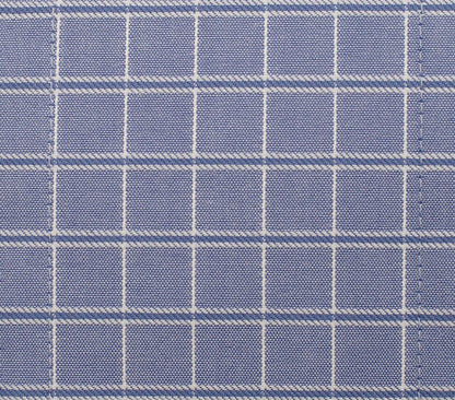 114 TF BD - Blue Satin Check Tailored Fit Button Down Collar Dress Shirt Cooper and Stewart 