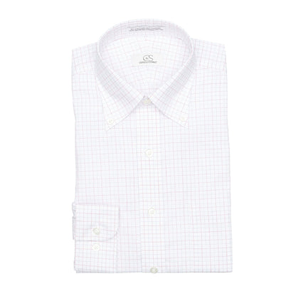 123 TF BD - Coral Jaspe Check Tailored Fit Button Down Collar Cooper and Stewart 