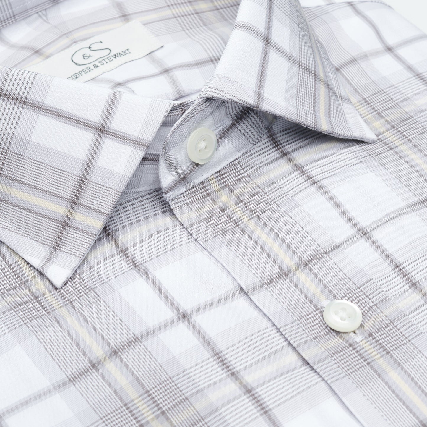 124 TF SC - Open Plaid Multi Tailored Fit Spread Collar Cooper and Stewart 