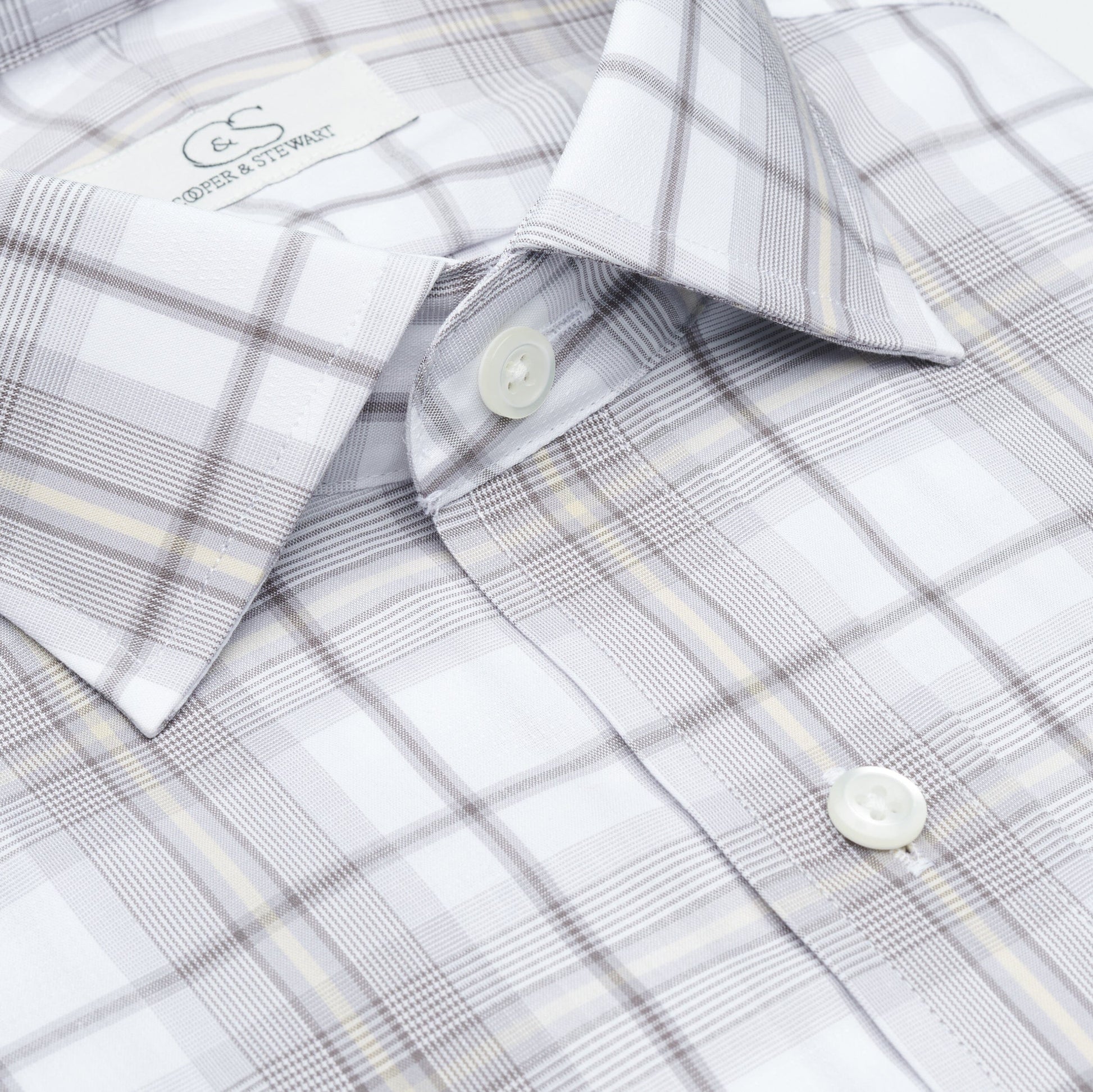 124 TF SC - Open Plaid Multi Tailored Fit Spread Collar Cooper and Stewart 