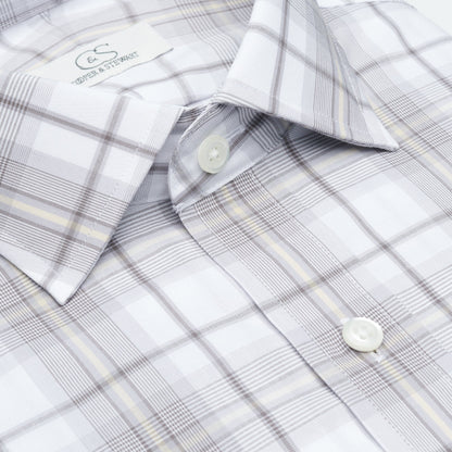 124 TF SC - Open Plaid Multi Tailored Fit Spread Collar Cooper and Stewart 