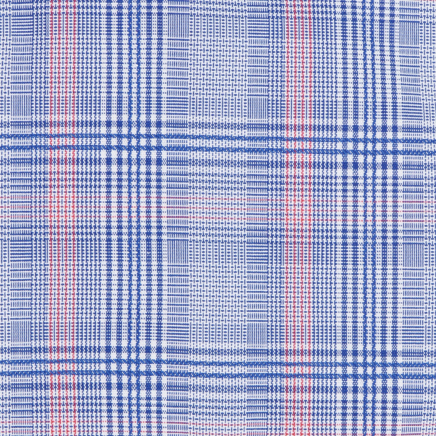 126 TF BD - Blue w/Coral Glen Plaid Tailored Fit Button Down Collar Cooper and Stewart 
