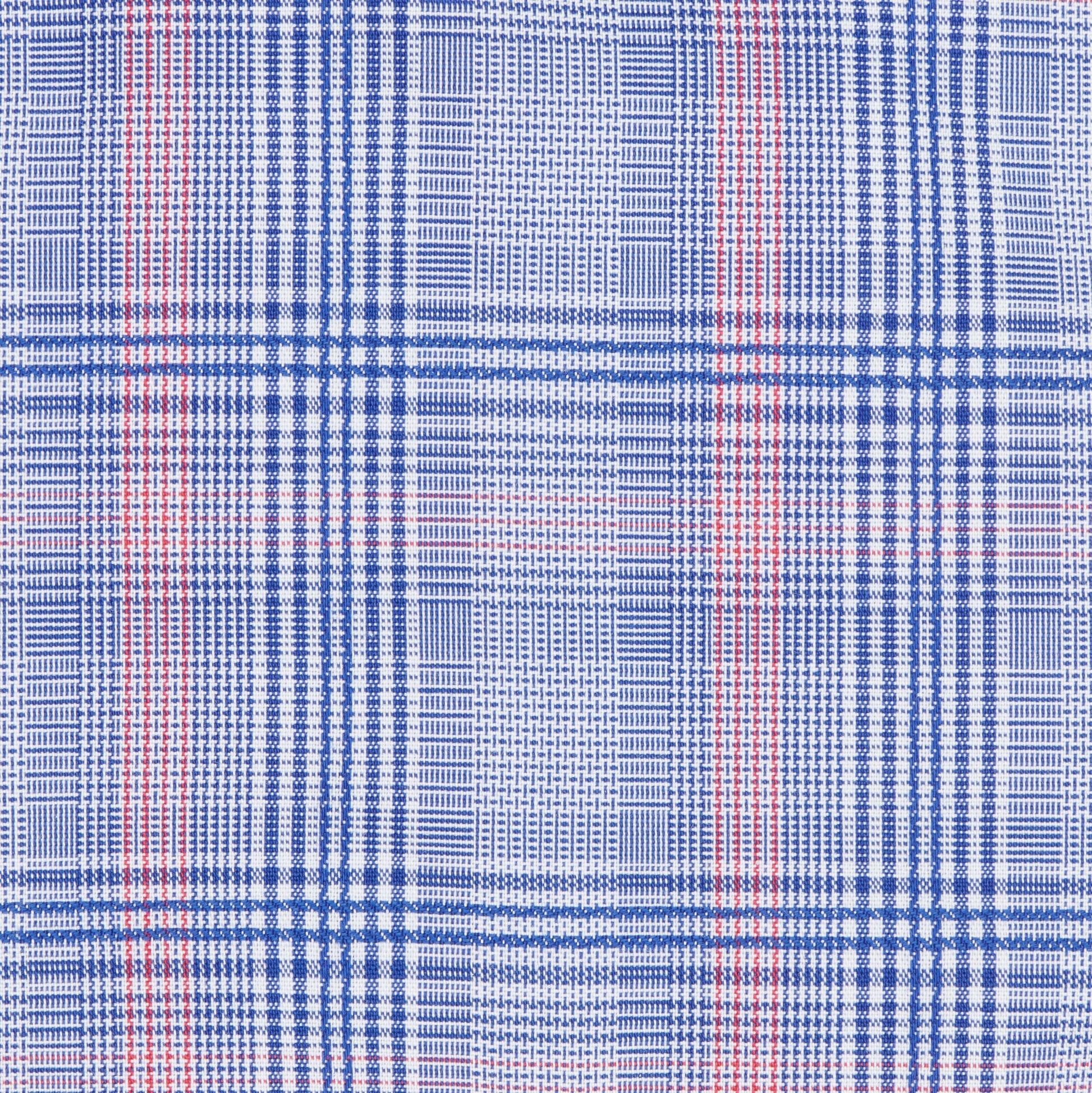 126 TF BD - Blue w/Coral Glen Plaid Tailored Fit Button Down Collar Cooper and Stewart 