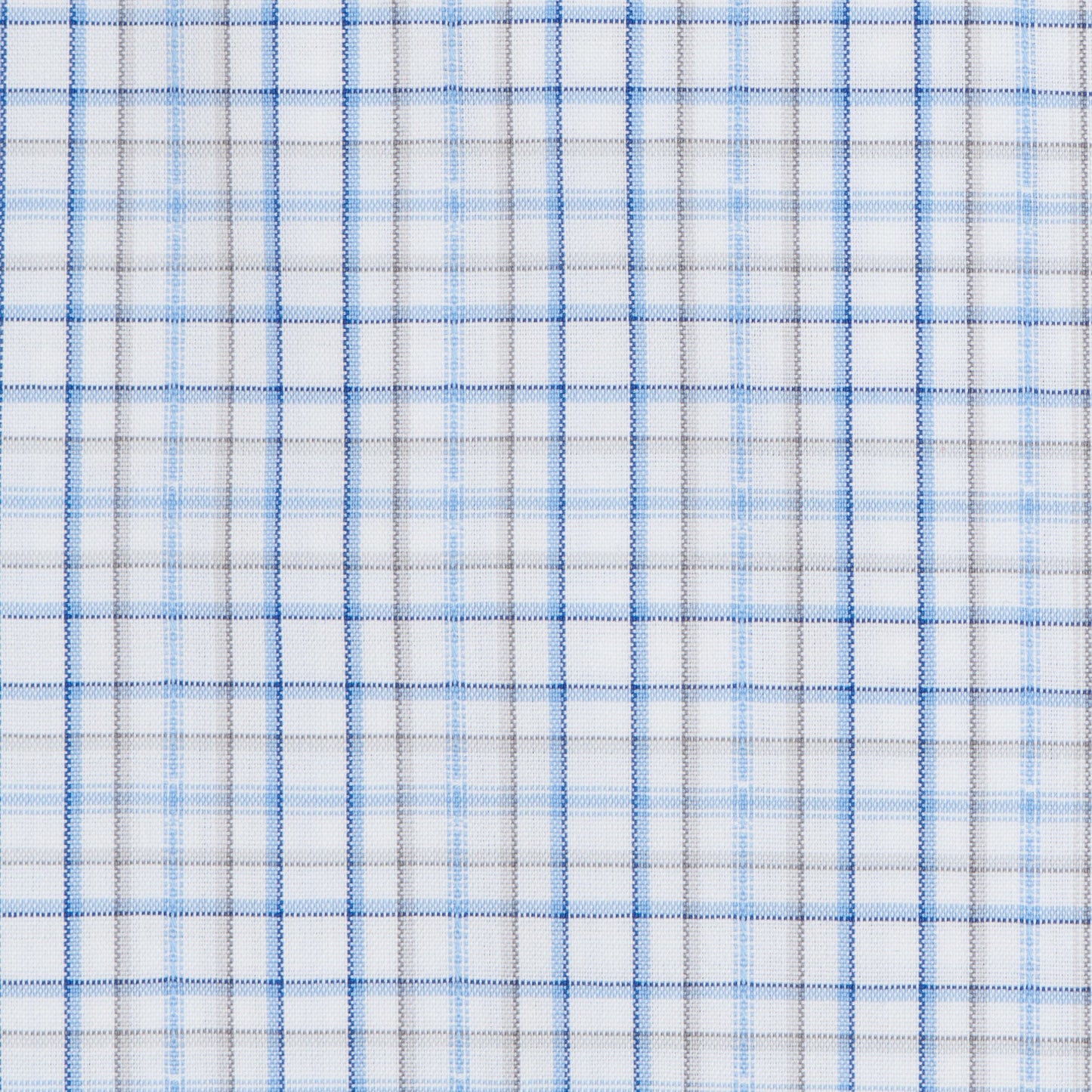 127 TF SC - White Ground Blue/Tan Plaid Tailored Fit Spread Collar Cooper and Stewart 
