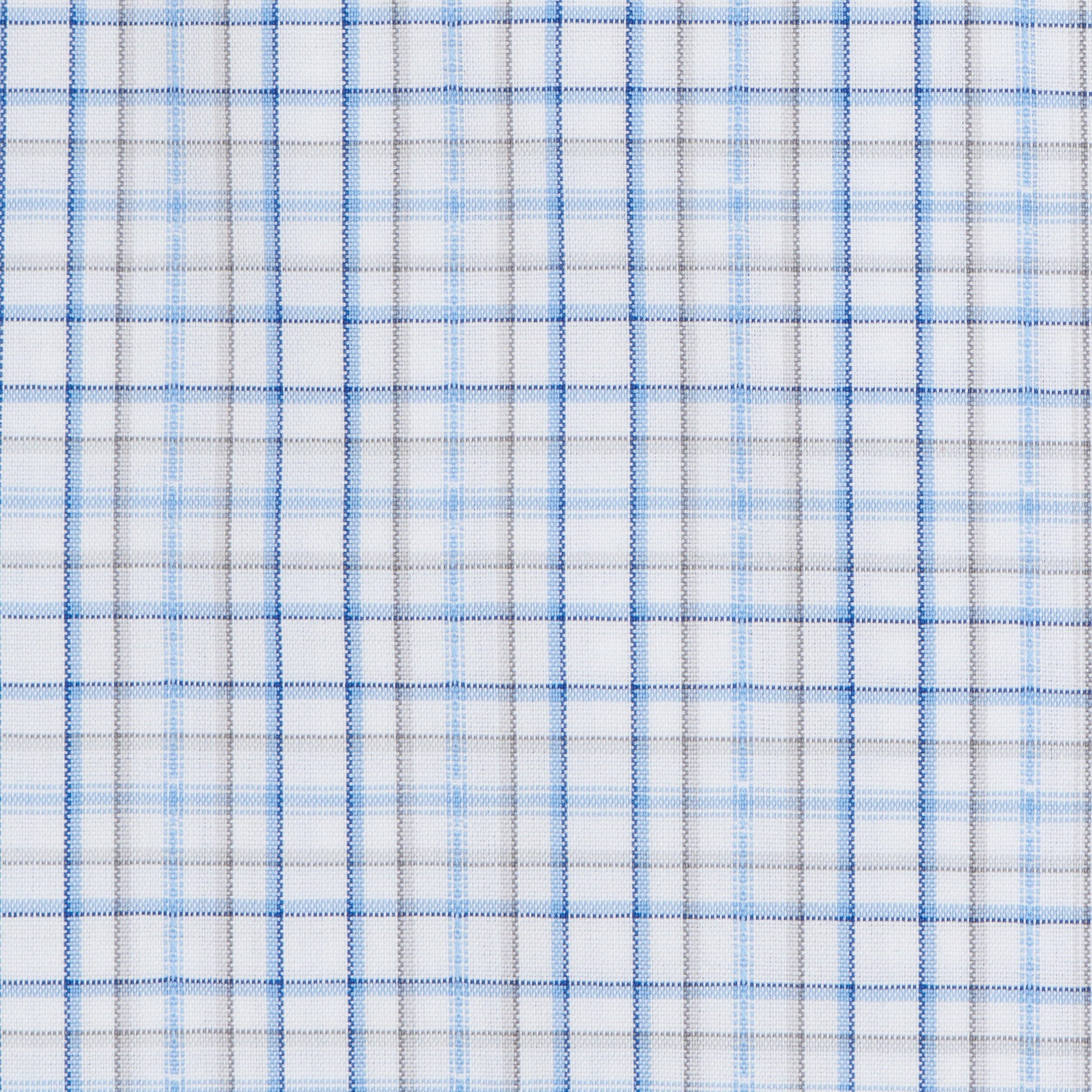 127 TF SC - White Ground Blue/Tan Plaid Tailored Fit Spread Collar Cooper and Stewart 