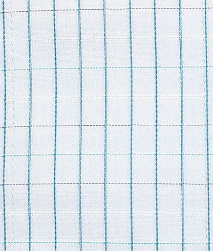 135 SC - Blue/Turquoise Satin Check Spread Collar Cooper and Stewart 