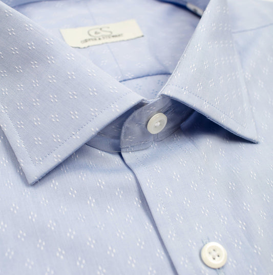 136 TF SC - Blue Ground Ditzy Tailored Fit Spread Collar Cooper and Stewart 