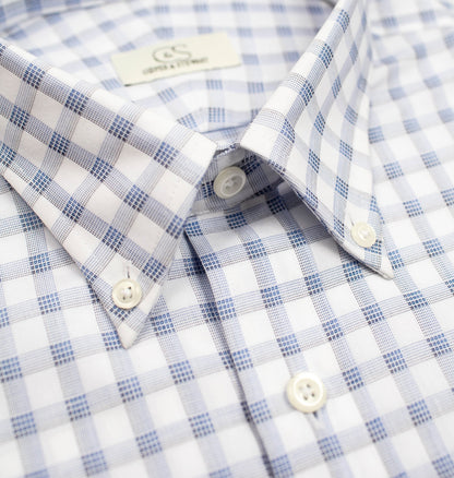137 BD - White Ground Box Plaid Button Down Collar Cooper and Stewart 