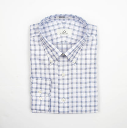 137 BD - White Ground Box Plaid Button Down Collar Cooper and Stewart 