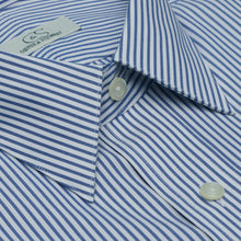 076 SC - Blue Bankers Stripe Spread Collar Dress Shirt Cooper and Stewart 