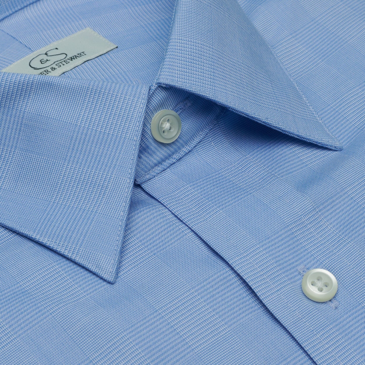 084 SC - Blue Glen Plaid Spread Collar Dress Shirt Cooper and Stewart 