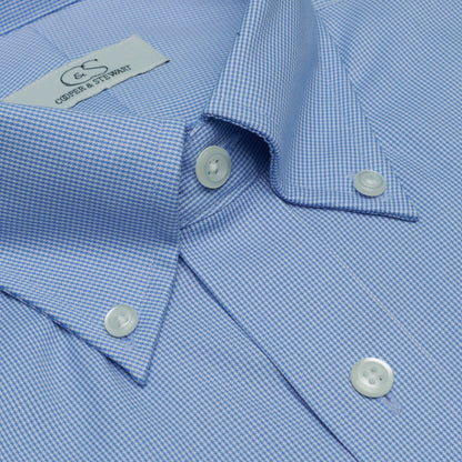 051 BD - Blue Houndstooth Button Down Collar Dress Shirt Cooper and Stewart 
